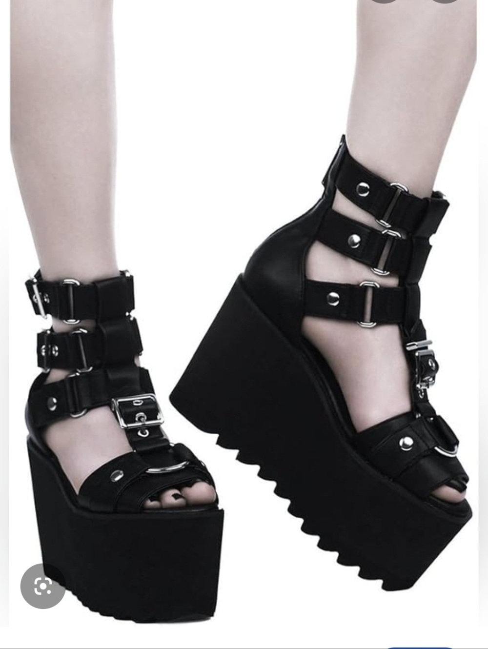 ISO Killstar Death Valley Gladiator Platform Wedge Sandals Size 7
